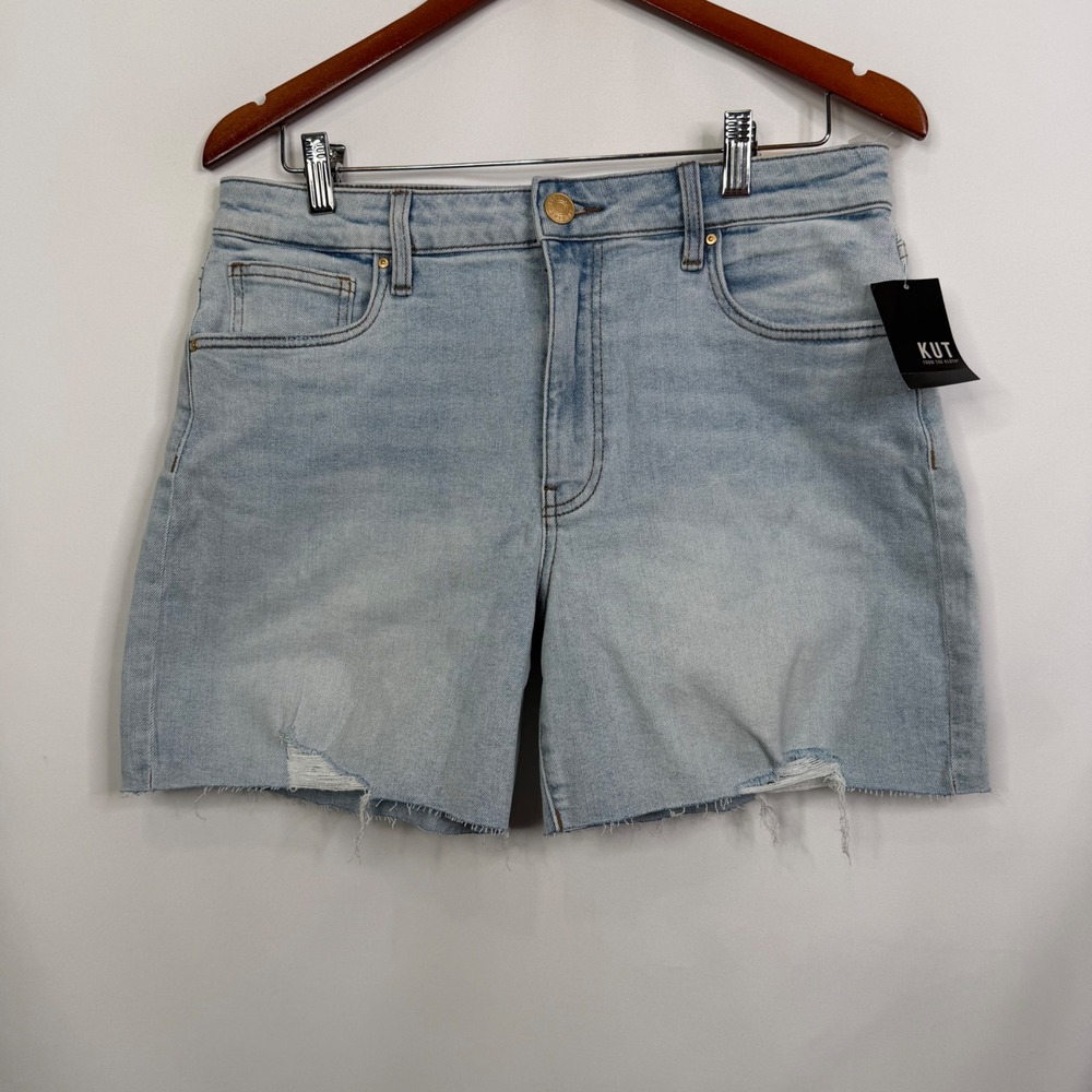 Kut from the Kloth Jenny High Rise Shorts Light Wash Distressed Size 6 NWT - Picture 3 of 9